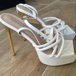 TALL WHITE & GOLD BELLA MARIE HEELS!